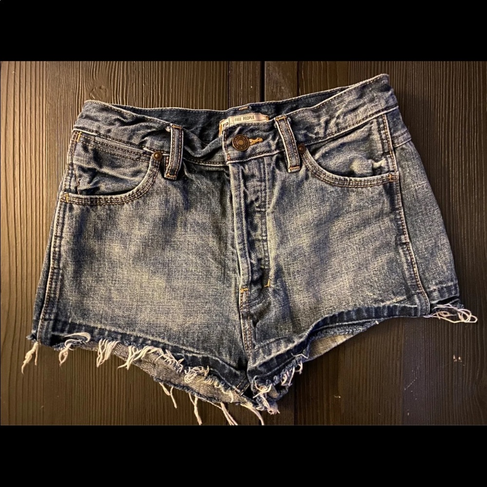 Free People distressed denim shorts